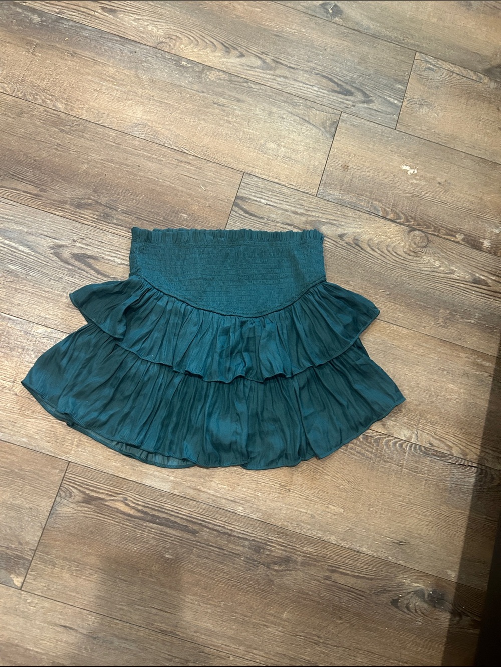 Teal Ruffled Smocked Waist Skater Skirt - Women